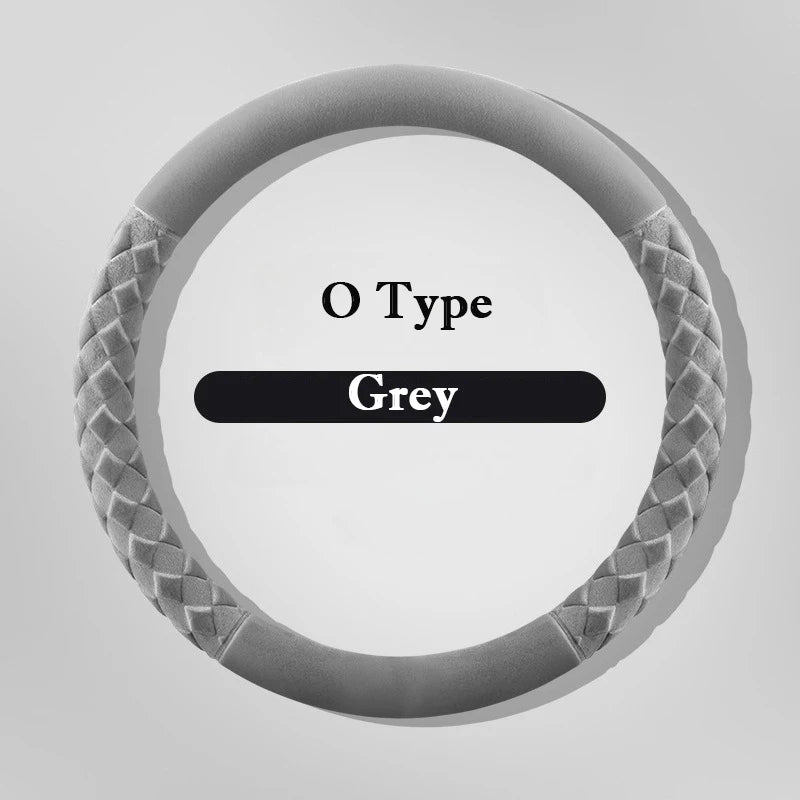 Soft Suede Steering Wheel Cover – Universal 38cm Winter Warm Non-Slip Car Handle Wrap Interior Accessories - Delicate Leather