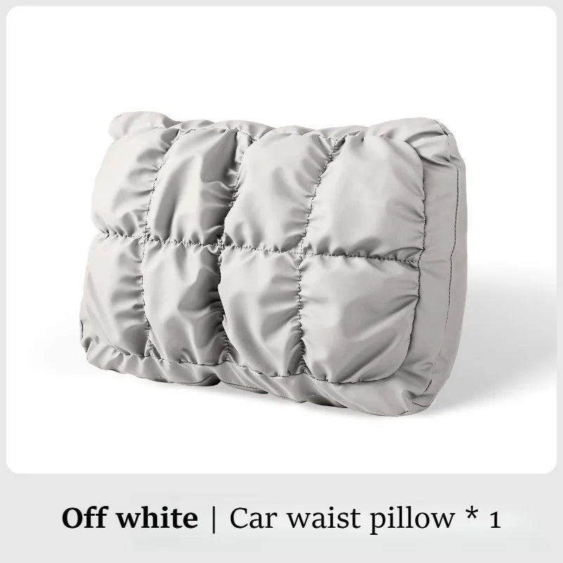Soft Leather Car Neck & Lumbar Pillow Set – Universal Headrest and Seat Back Cushions - Delicate Leather