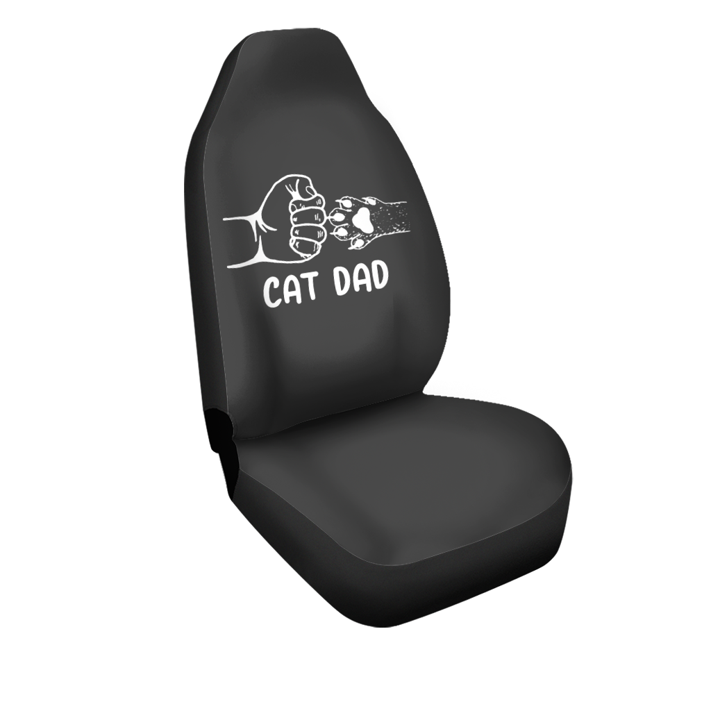Cat Dad Car Seat Covers, Cat Lover, Car Bucket Seat Protection Airbag Compatible 2 PCS, Car Accessories, Happy Father's Day, Cat Lover Gift Men, For Dad, Cat Gift - Delicate Leather