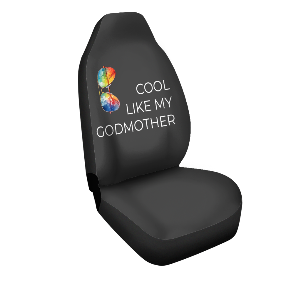 Cool Like My Godmother Car Seat Covers, The Godmother Gift, Custom For Your Cars, Car Bucket Seat Protection Airbag Compatible 2 PCS, Car Accessories, Mother’s Day gift, Gifts For Mom - Delicate Leather
