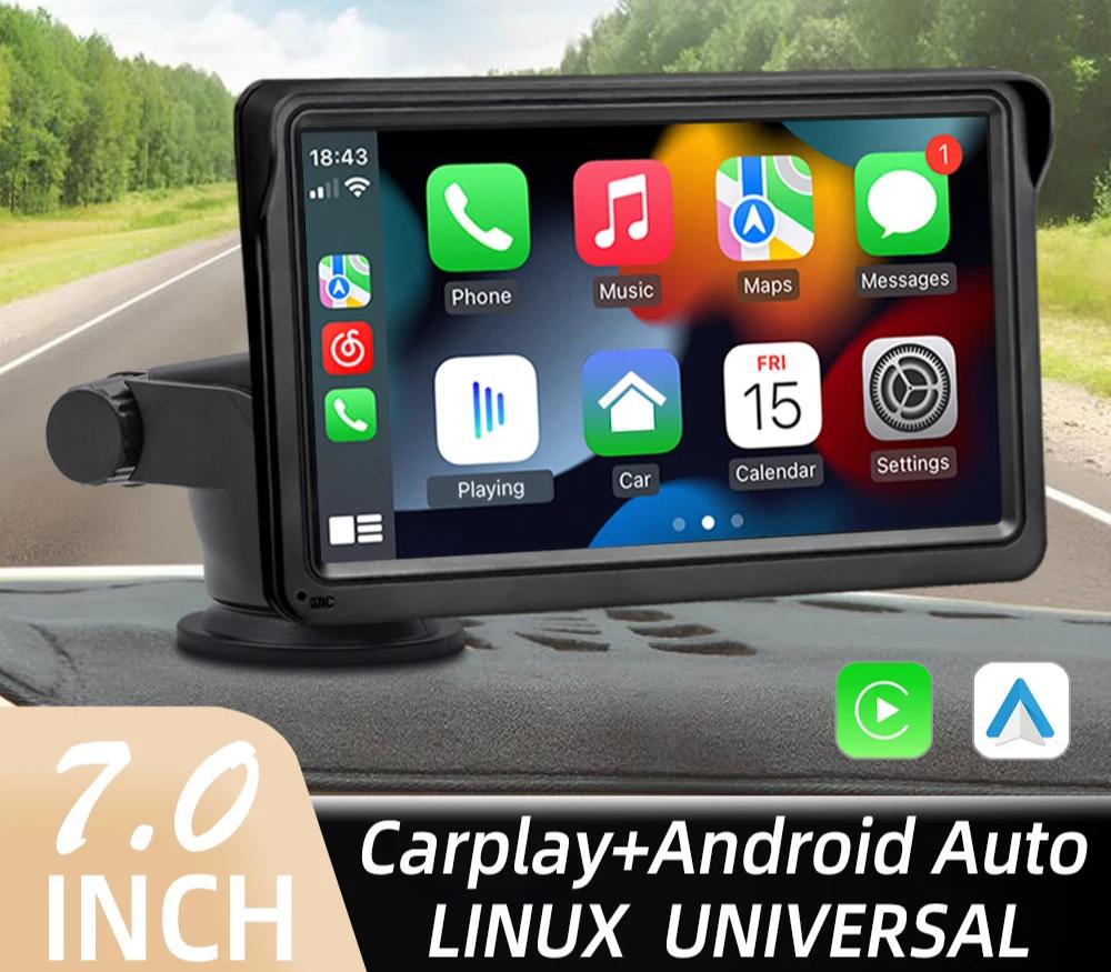 Portable 7-Inch Car Radio with CarPlay & Android Auto – HIPPBQCC Touch Screen Video Player, USB AUX, Rear View Camera Support 18 - Delicate Leather