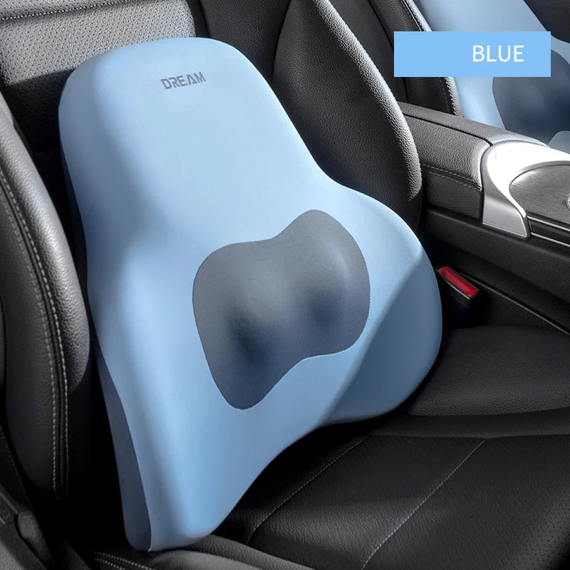 Memory Foam Car Neck & Lumbar Support Pillow – Adjustable Seat Headrest Cushion - Delicate Leather