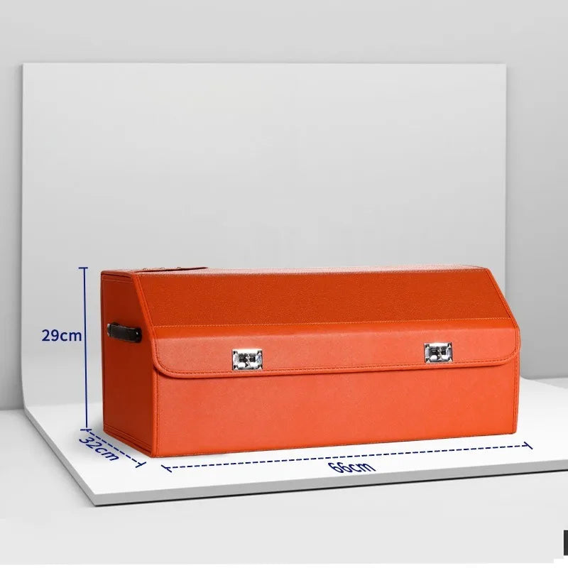 Foldable Car Trunk Storage Box – Large Capacity Leather Organizer for Auto Accessories, Waterproof and Easy to Store - Delicate Leather