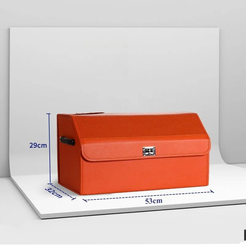 Foldable Car Trunk Storage Box – Large Capacity Leather Organizer for Auto Accessories, Waterproof and Easy to Store - Delicate Leather