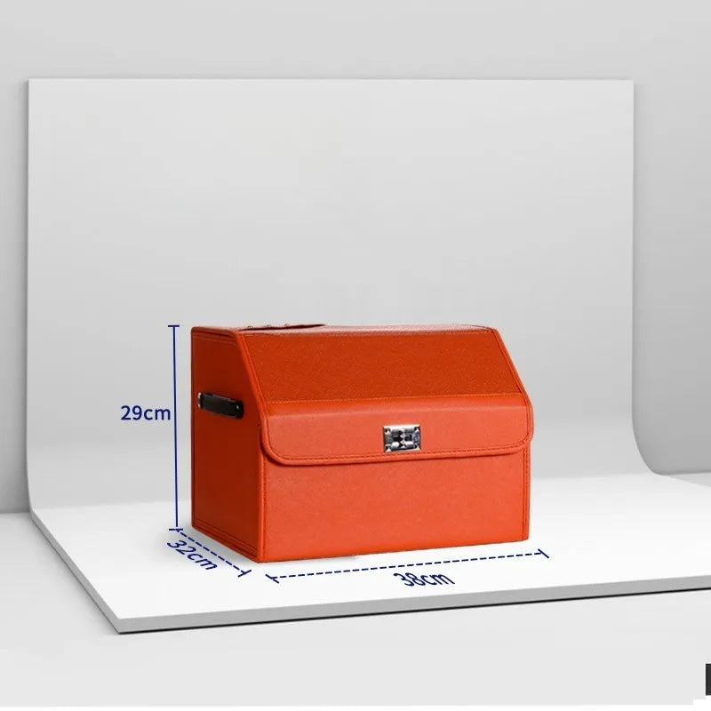 Foldable Car Trunk Storage Box – Large Capacity Leather Organizer for Auto Accessories, Waterproof and Easy to Store - Delicate Leather
