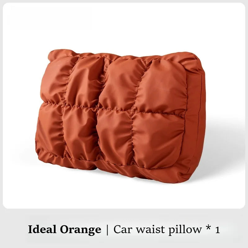 Car Neck Pillow and Lumbar Support Set – Soft Leather Seat Headrest and Back Cushion, Universal Fit - Delicate Leather