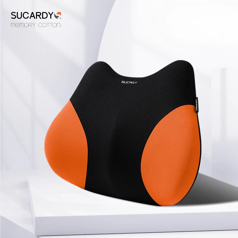 Memory Foam Car Headrest & Lumbar Pillow, Neck and Back Support Cushion, Universal for Car, Office, and Home - Delicate Leather