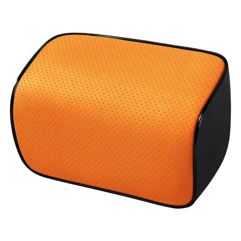Universal Car Headrest and Lumbar Support Pillow – Memory Foam Neck & Waist Cushion for Car Interior - Delicate Leather