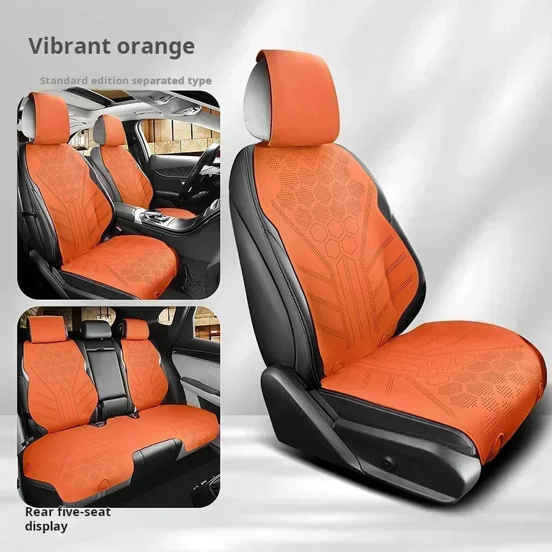 Universal All Seasons Car Seat Cover - Breathable Suede Seat Anti-slip Protective Cushions - Luxury Ultra Thin Suede Seat Cover - Delicate Leather