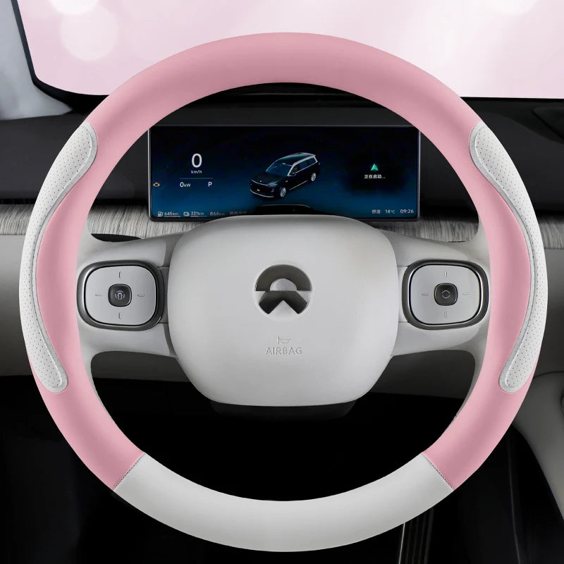 Universal 38cm Steering Wheel Cover – Anti-Slip Wear-Resistant All-Season Grip - Delicate Leather