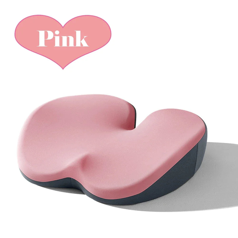 Memory Foam Seat Cushion – Ergonomic Chair Booster Pad for Office, Home, and Car - Delicate Leather