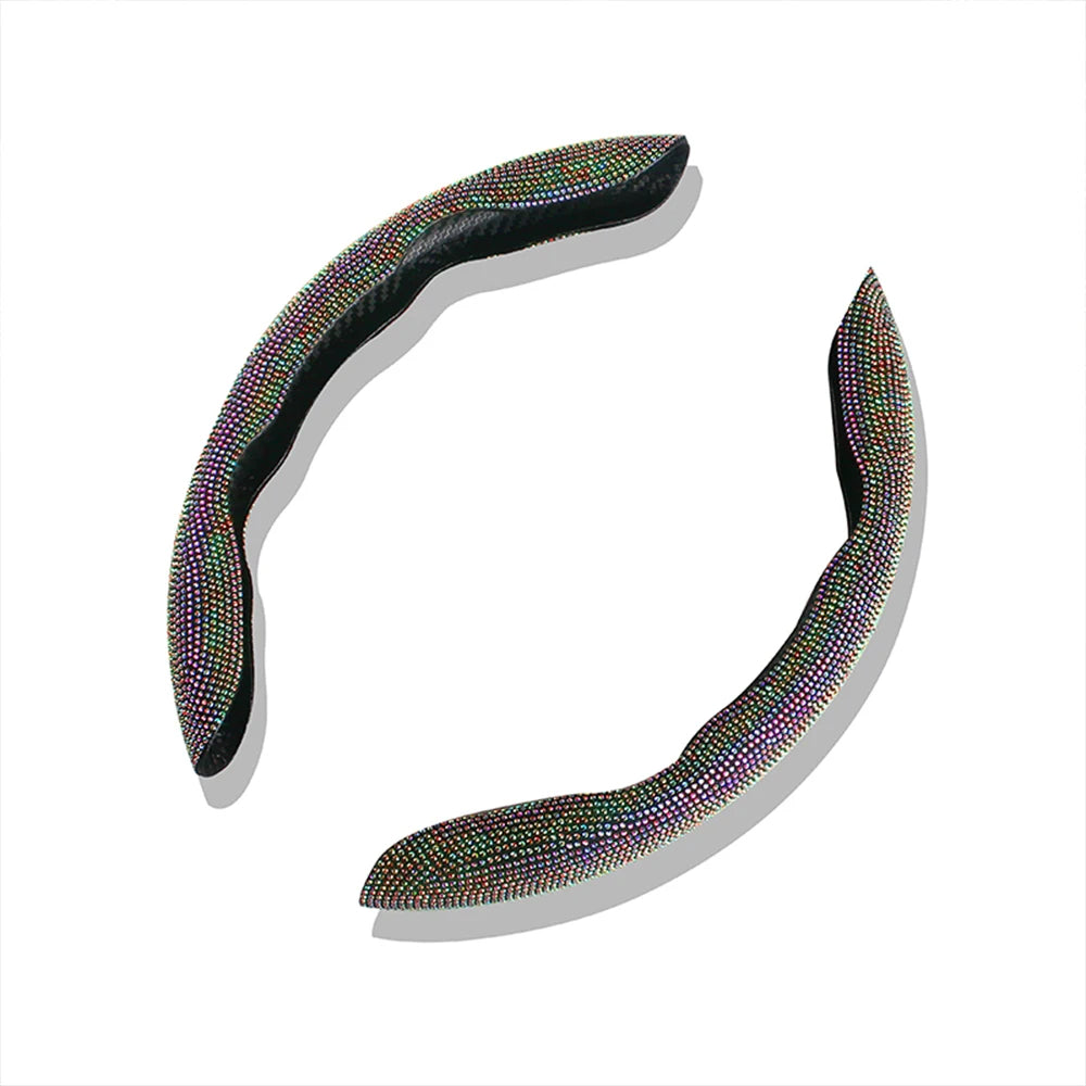 Diamond Car Steering Wheel Cover Set | Breathable, Anti-Slip Bling Protector for Girls & Women - Universal Fit, Gift For Mother's Day 2025 - Delicate Leather