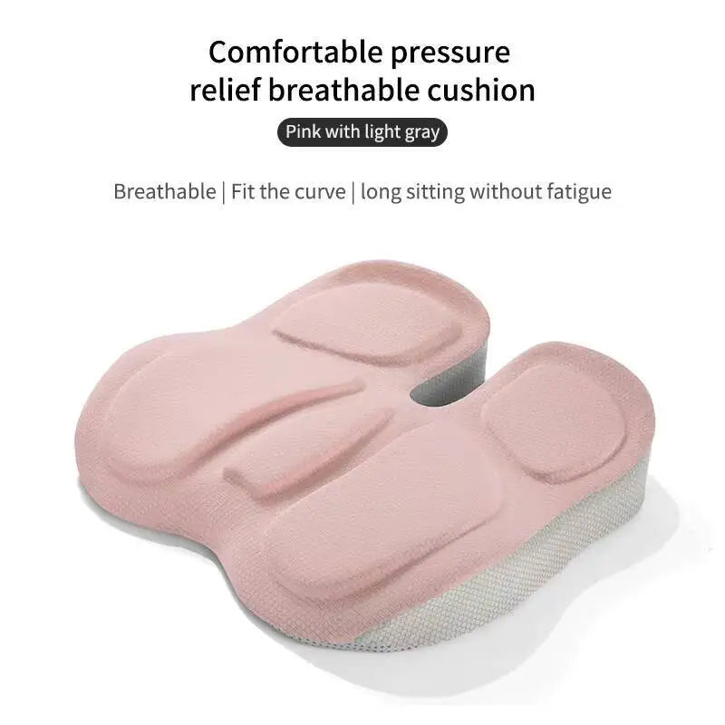 Memory Foam Seat Cushion – Non-Slip Contoured Chair Pad for Office & Car - Delicate Leather