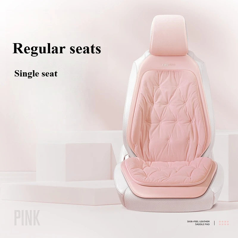 Cute Plush Car Seat Covers Full Set – Universal Four-Season Car Seat Protection Cushion - Delicate Leather