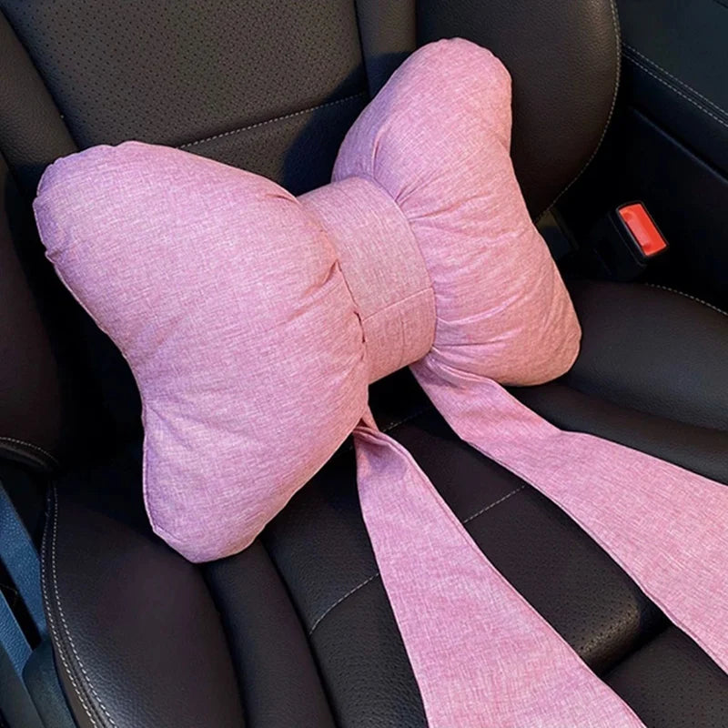 Adjustable Car Headrest & Lumbar Support Pillow – Soft Linen Neck and Back Cushion for Travel Comfort - Delicate Leather