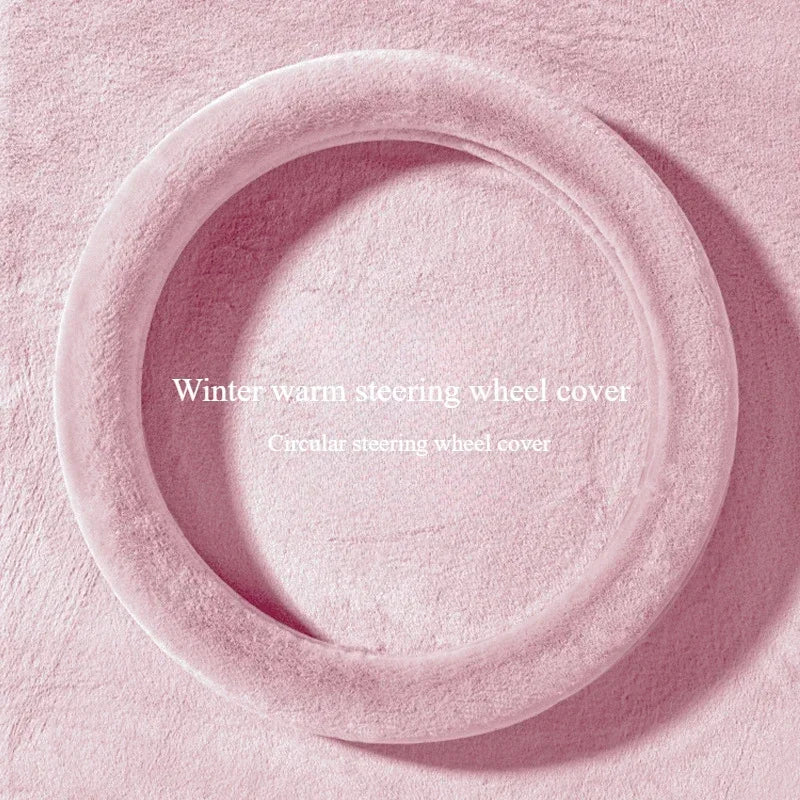 Universal Winter Plush Steering Wheel Cover – Warm Fashionable Car Accessory, Soft Anti-Slip Interior Cover - Delicate Leather