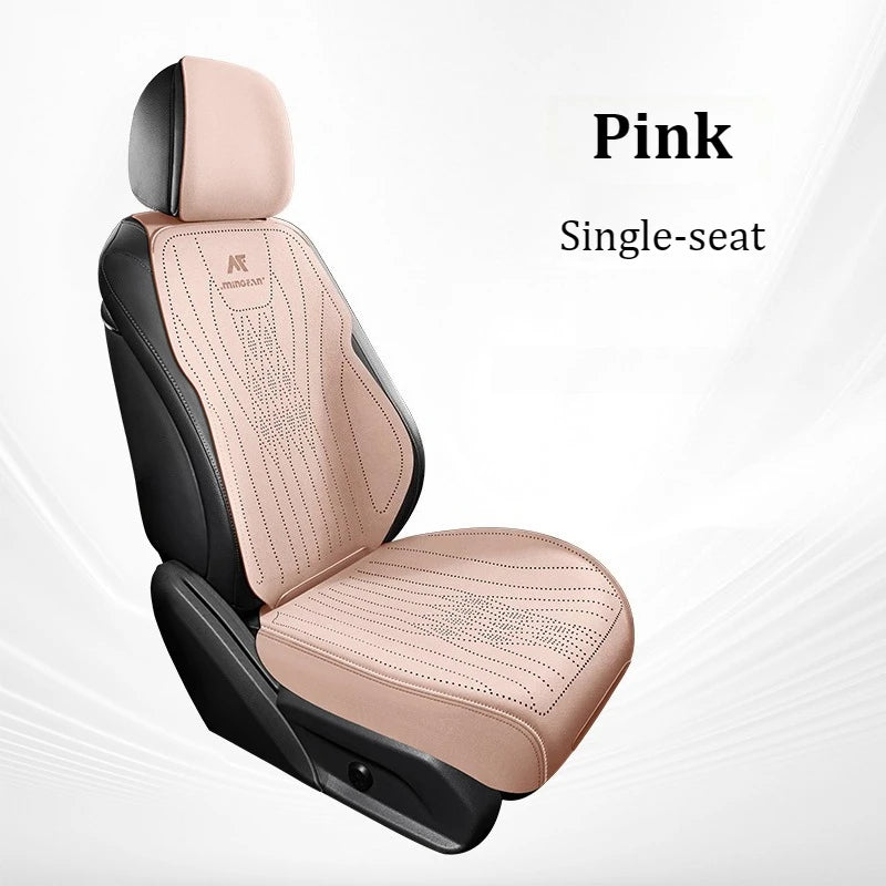 Premium Perforated Suede Car Seat Covers – Custom Fit, Full Wrapping, Multi-Model - Delicate Leather