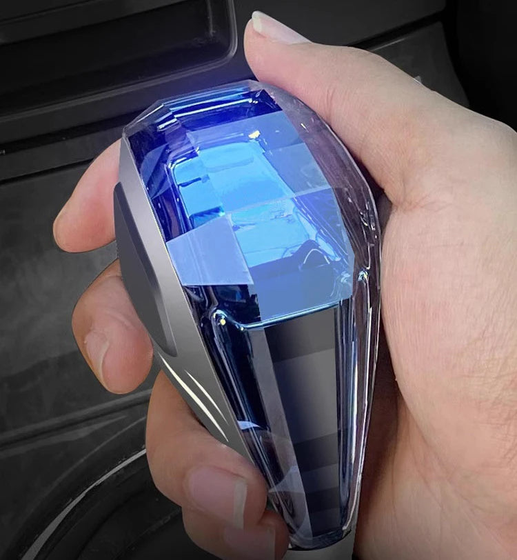 Universal Crystal LED Gear Shift Knob | Stylish Car Gear Head with Illuminated Design (SP17) - Delicate Leather