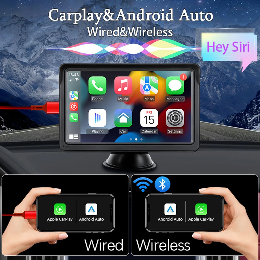 Portable 7-Inch Car Radio with CarPlay & Android Auto – HIPPBQCC Touch Screen Video Player, USB AUX, Rear View Camera Support 18 - Delicate Leather