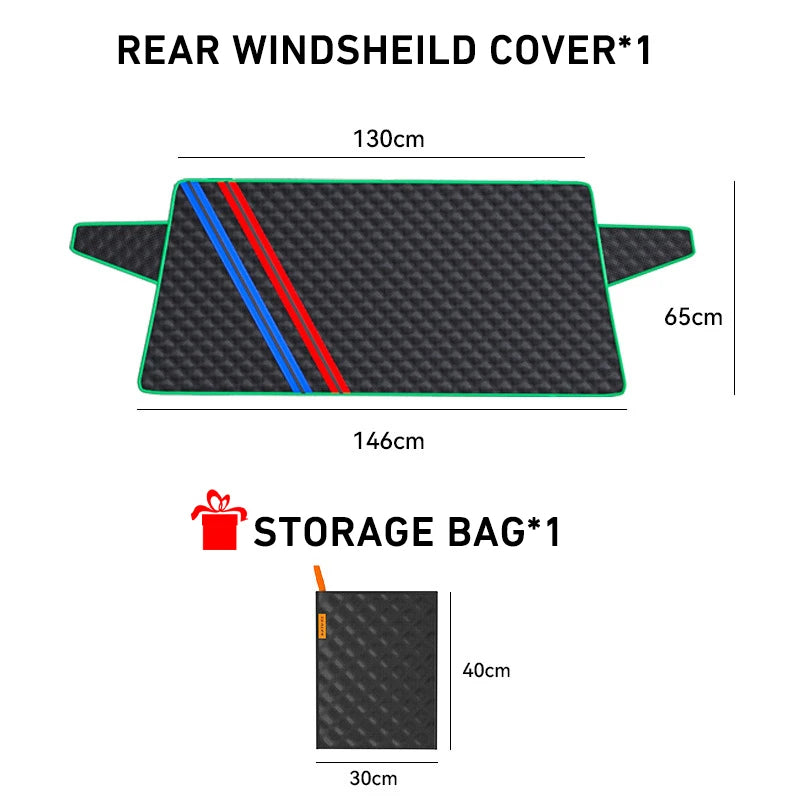 Car Snow & Ice Cover Protector – Thickened Front/Rear Windshield Frost Guard, Winter Sunshade Exterior Accessory - Delicate Leather