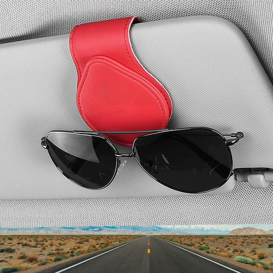 Car Sunglasses Holder, Custom-Fit For Car, Magnetic Leather Glasses Frame 2024 Update DLHY230 - Delicate Leather
