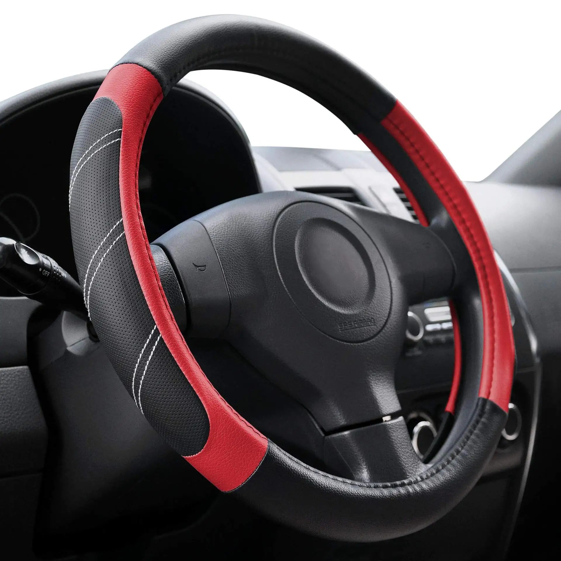 Elastic Leather Steering Wheel Cover – Universal Fit 38cm (15-inch) Car Interior Protector Without Inner Ring - Delicate Leather