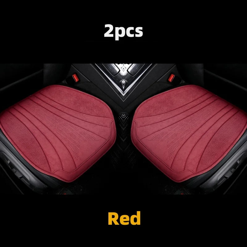 Suede Car Seat Cover - Breathable Front Seat Anti-slip Cushion - Universal 5-Seater Car Front/Rear Protection - Interior Accessories - Delicate Leather