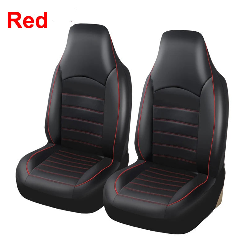 2-Pack Universal PU Leather High-Back Car Seat Covers – Front Bucket Style for Most Cars, SUVs, Trucks, and Vans - Delicate Leather