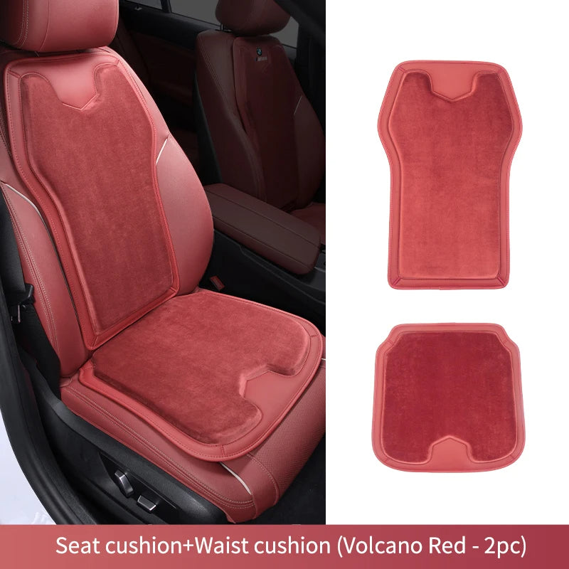 Car Seat Cover Cushion - Warm Flannel Soft Memory Foam Seat Protector Booster Pad - Winter Seat Accessories - Delicate Leather