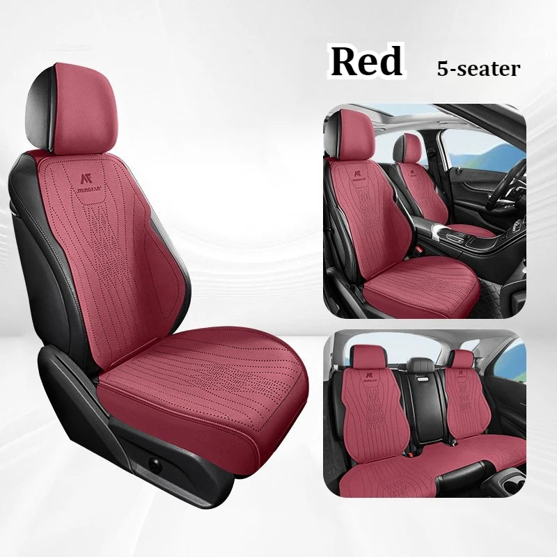 Premium Perforated Suede Car Seat Covers – Custom Fit, Full Wrapping, Multi-Model - Delicate Leather