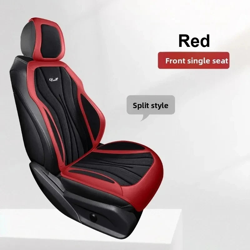 Luxury Suede Leather Car Seat Cover – Full Set Non-Slip Seat Cushion, Universal Car Interior Protection - Delicate Leather
