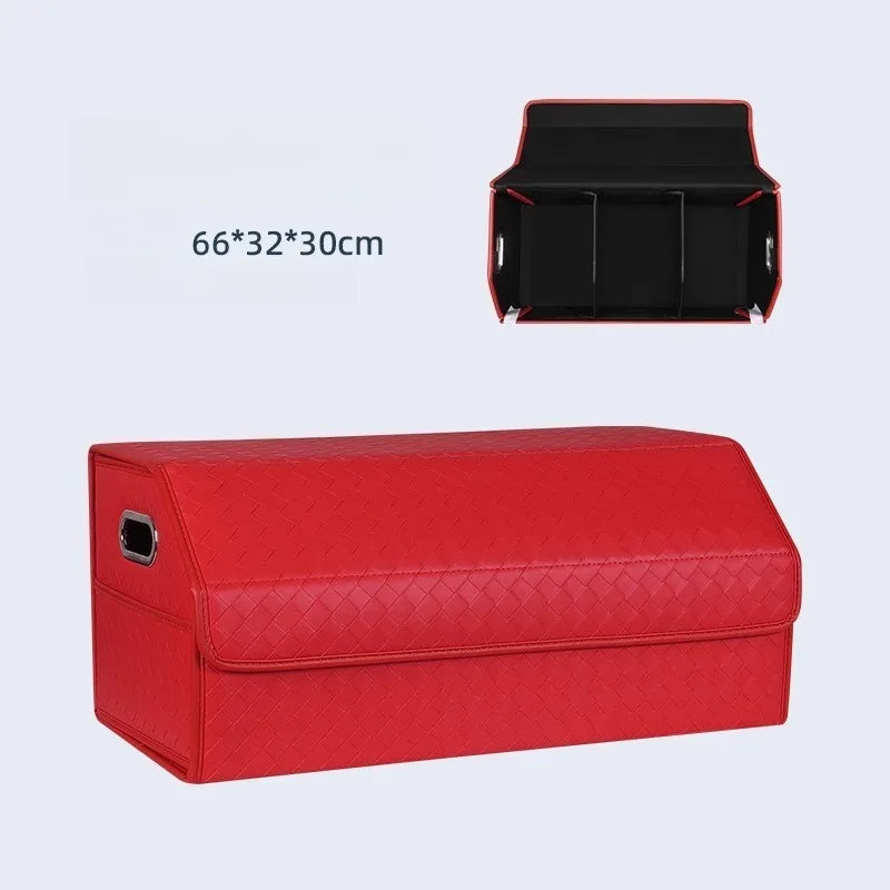 Multi-Functional Folding Trunk Organizer with Nappa Leather - Universal Fit, Waterproof, and Collapsible Design