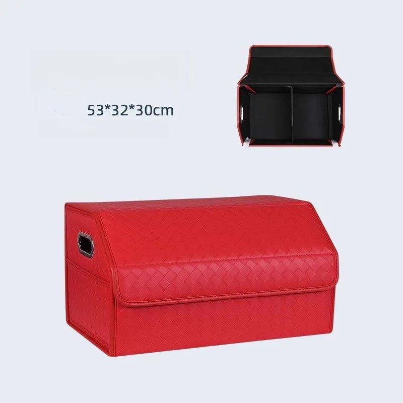 Multi-Functional Folding Trunk Organizer with Nappa Leather - Universal Fit, Waterproof, and Collapsible Design