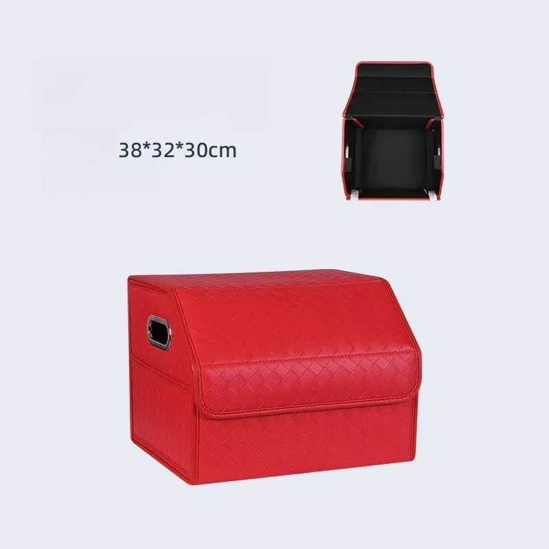 Multi-Functional Folding Trunk Organizer with Nappa Leather - Universal Fit, Waterproof, and Collapsible Design