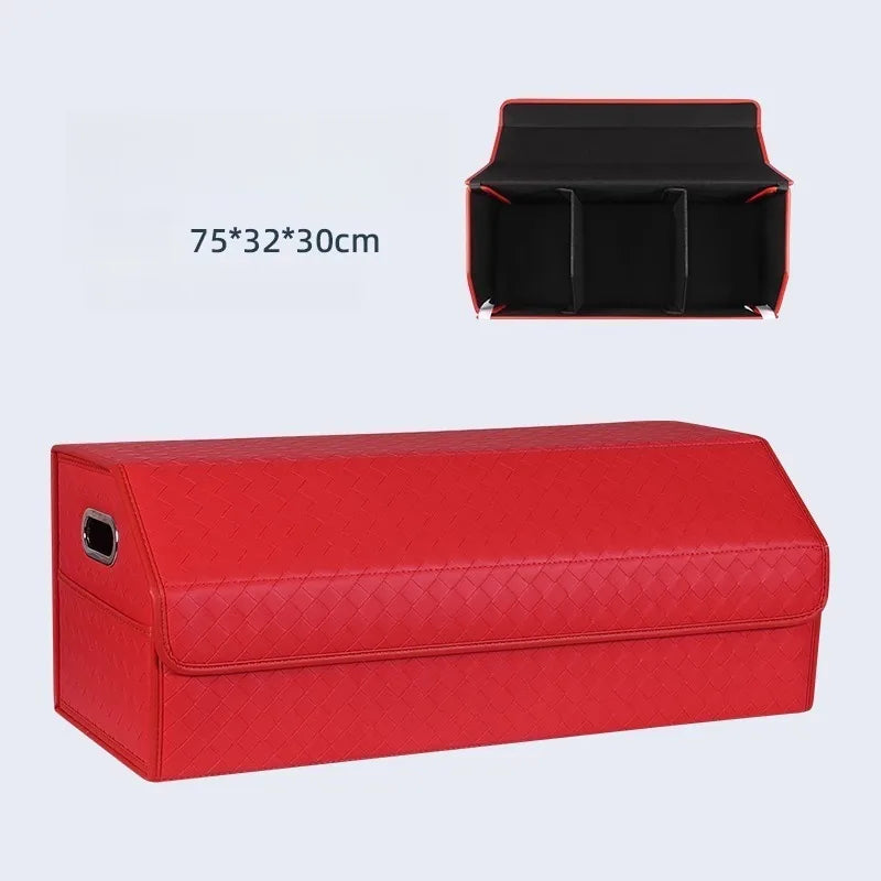 Multi-Functional Folding Trunk Organizer with Nappa Leather - Universal Fit, Waterproof, and Collapsible Design