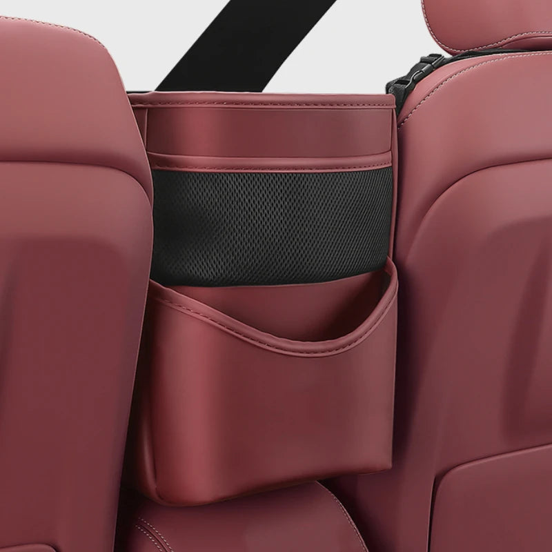 PU Leather Car Seat Gap Organizer – Hanging Storage Bag Between Front Seats - Delicate Leather