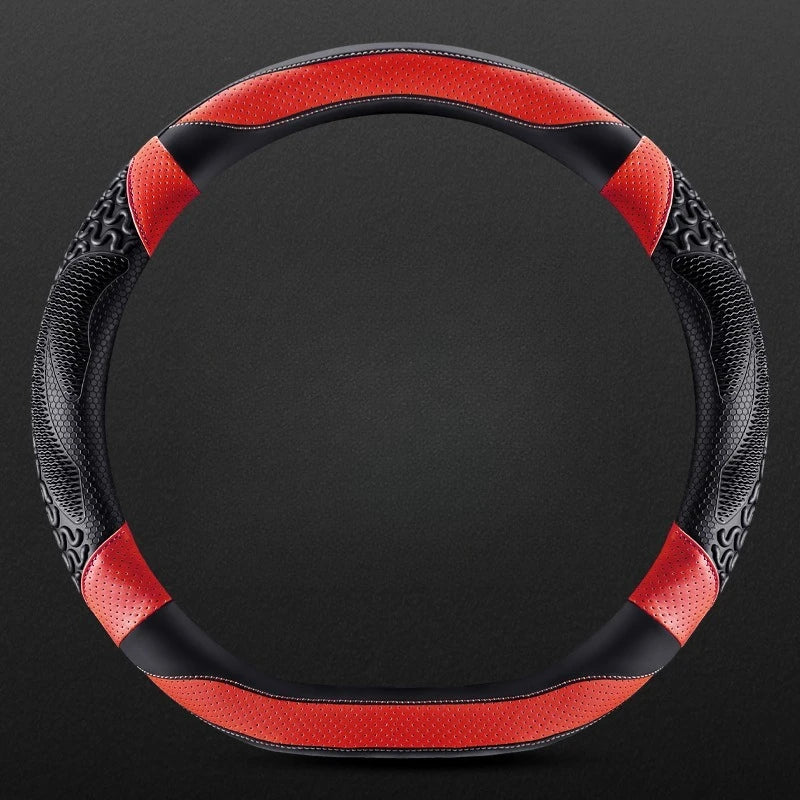 PU Leather Steering Wheel Cover 38cm – Universal Non-Slip O/D Type Breathable Car Steering Protector - Delicate Leather