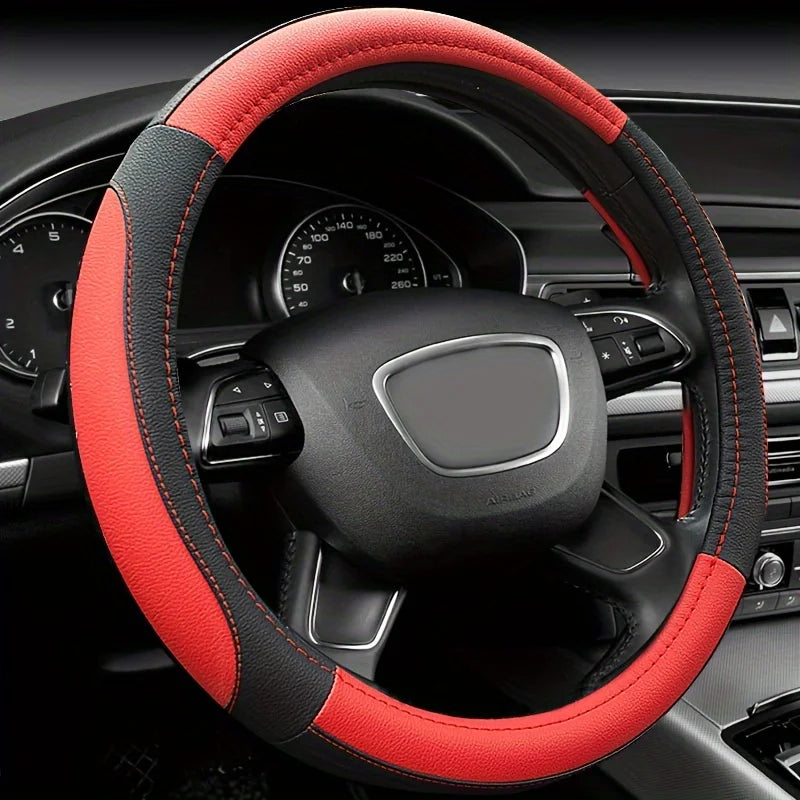 Universal Anti-Slip Leather Steering Wheel Cover – Durable Car Interior Accessory for Sports & Business Vehicles - Delicate Leather