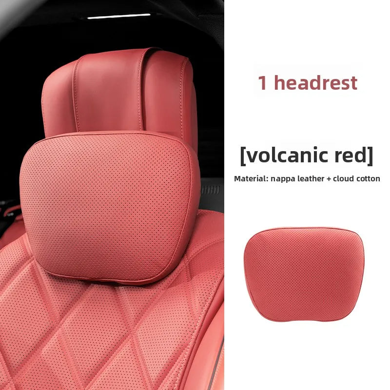 Car Headrest Neck Support Pillow - Adjustable Universal Car Neck and Waist Pillow for Comfortable Travel - Delicate Leather