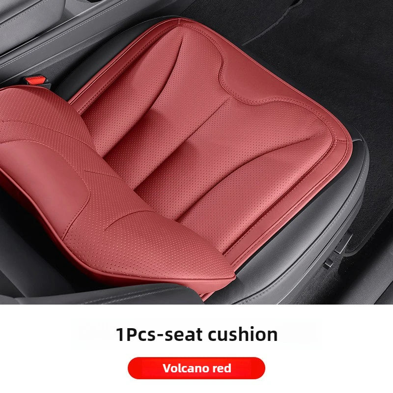 Car Neck Pillow & Lumbar Support – Universal Memory Foam Cushion with Nappa Leather Cover, Ergonomic Vehicle Back Support - Delicate Leather