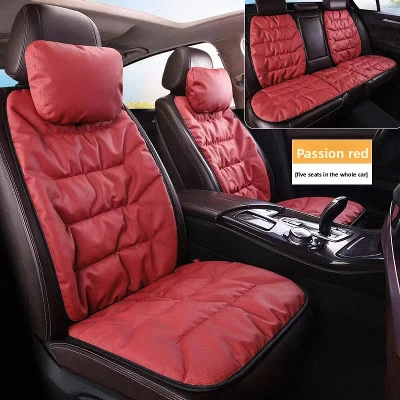 Universal Winter Down Car Seat Cover – Breathable Warm Seat Protector, Soft Cushion for Vehicle Interior - Delicate Leather