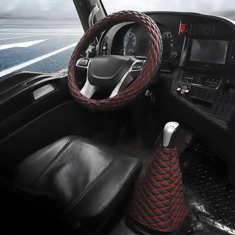 Universal Heavy-Duty Steering Wheel Cover 38cm– Anti-Slip Grip for Truck, Van, Bus & Lorry - Delicate Leather