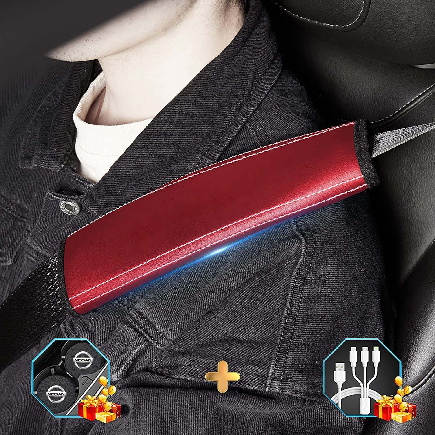 Car Seat Belt Covers (2PCS), Custom-Fit For Car, Microfiber Leather Seat Belt Shoulder Pads for More Comfortable Driving, Car Accessories DLHY238 - Delicate Leather