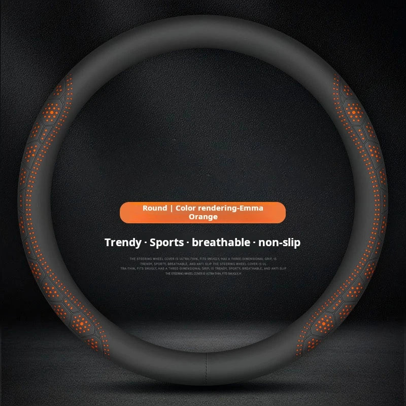All-Season Universal Car Steering Wheel Cover – Breathable, Anti-Slip, Sweat-Absorbing, Protective Cover - Delicate Leather