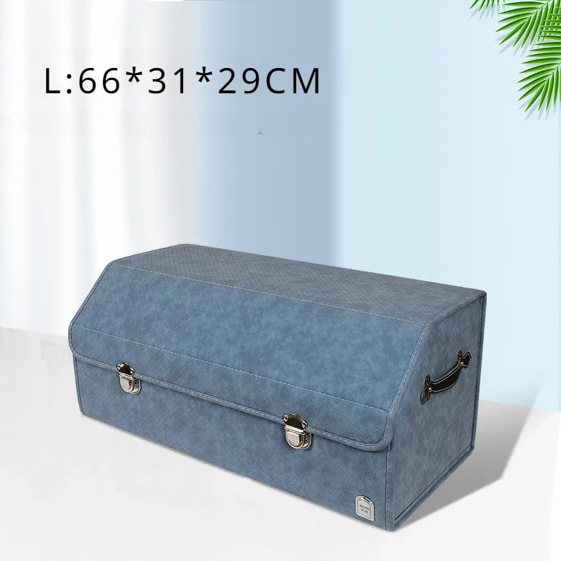 Luxury Suede Leather Car Trunk Organizer – Large Capacity Foldable Storage Box for Vehicle Interior - Delicate Leather
