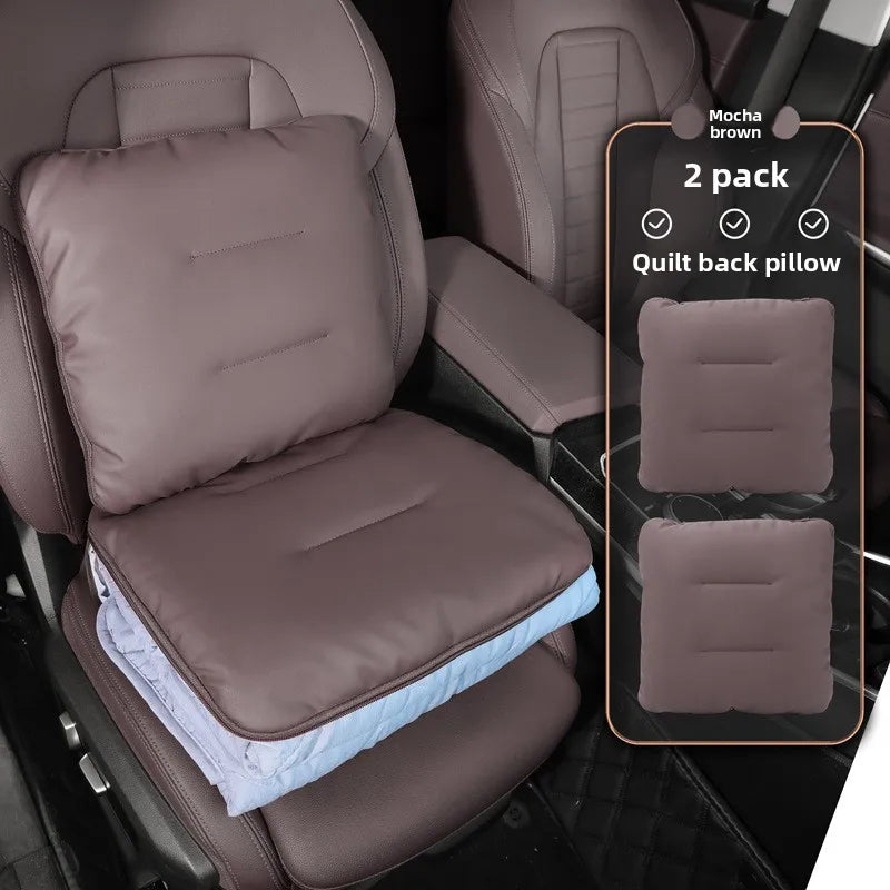 Universal Car Headrest Pillow – High-Quality Latex Cushion with Breathable Leather Cover, Neck & Lumbar Support Pillow - Delicate Leather