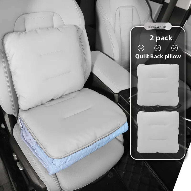 Universal Car Headrest Pillow – High-Quality Latex Cushion with Breathable Leather Cover, Neck & Lumbar Support Pillow - Delicate Leather