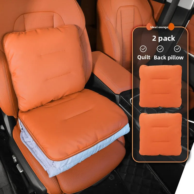 Universal Car Headrest Pillow – High-Quality Latex Cushion with Breathable Leather Cover, Neck & Lumbar Support Pillow - Delicate Leather