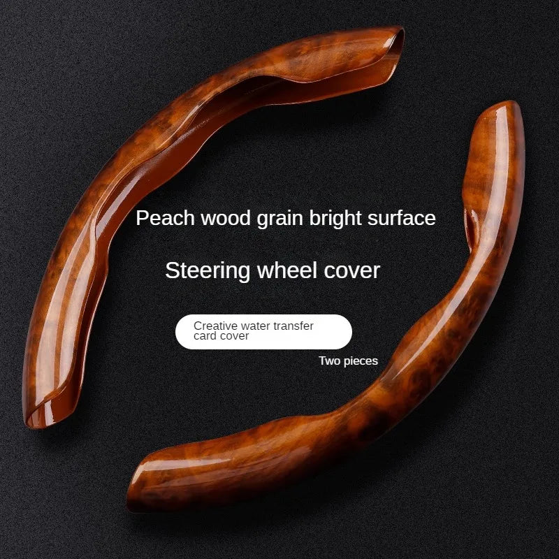 Wood Grain Steering Wheel Cover – Ultra-Thin Carbon Fiber Style Universal Grip Cover - Delicate Leather