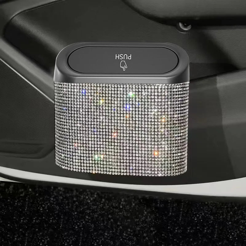 Car Door Trash Bin – Compact Plastic Garbage Can with Umbrella Storage, Seat Back Organizer - Delicate Leather